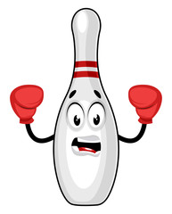 Sticker - Bowling pin boxing, illustration, vector on white background.