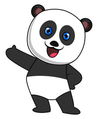 Sticker - Happy panda, illustration, vector on white background.