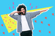 © San4ezz007 - Crazy hipster guy emotions. Collage in magazine style with happy emotions. Colorful summer concept.