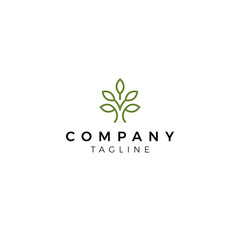 Abstract elegant tree flower line logo icon vector design. Graceful lined vector sign