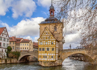 Canvas Print - Bamberg at river Regnitz