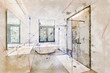 © pbombaert - Illustration dreaming and planned renovation of  a Bathroom