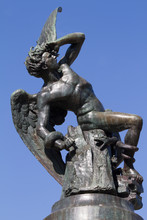 Statue Of  Lucifer, The Fallen Angel At Madrid Public Park