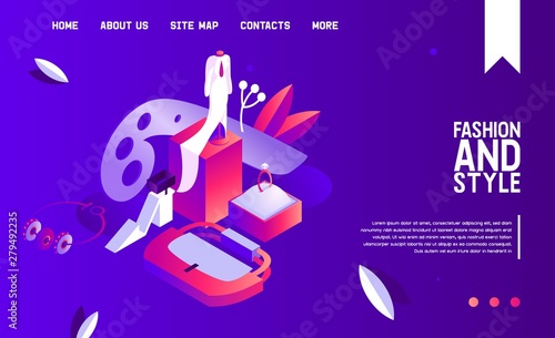 Vector Isometric Concept Banner For Fashion Store Or Boutique Shop