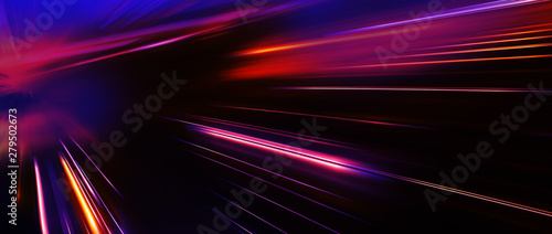 Fotografía Panoramic high speed technology concept, light abstract background