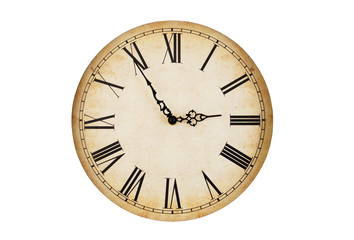 Wall Mural - Vintage clock face isolated on white background 