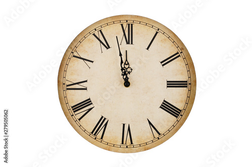 Cuadros en Lienzo Old vintage clock face isolated on white background