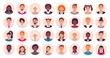 People avatar. Smiling human circle portrait, female and male person round avatars flat icon vector illustration collection