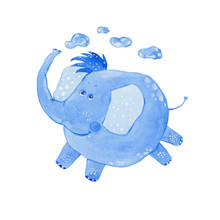 Blue Watercolor Elephant