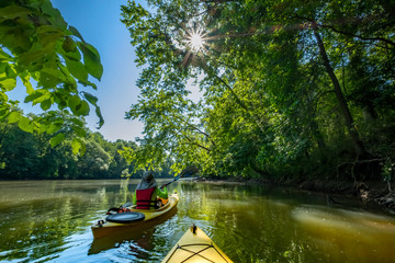 Kayaking on the Catawba River, Landsford Canal State Park, South Carolina