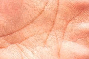 Closeup to human hand stamp and lines