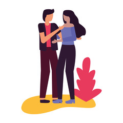 Sticker - couple romantic love flat design