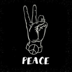 hand human with peace and love gesture - Vector