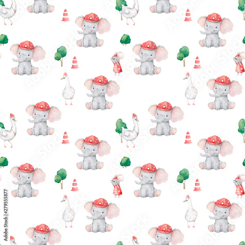 Cute elephant pattern. Seam...