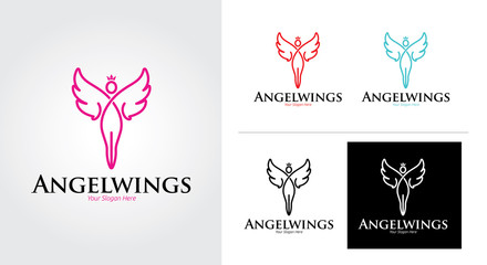 Angel wings creative and minimalist logo template Set