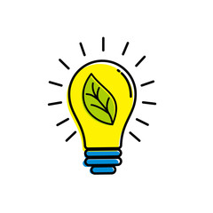 Canvas Print - Bulb with leaf on the inside vector illustration suitable for symbol of green energy. Green energy concept vector illustration 