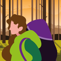 Poster - traveler woman character forest outdoors