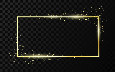 Wall Mural - golden frame template with glitter effect for banner, poster or postcard. gold square shape frame wi