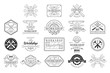 Wood Workshop Black And White Emblems. Classic Style Vector Monochrome Graphic Design Logo