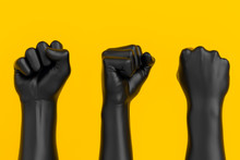 Black Hand Fist Set Isolated, Human Rights, Protest, Conflict Or Winner Concept, 3d Illustration
