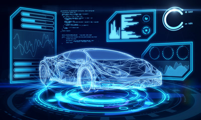 Creative blue car interface wallpaper