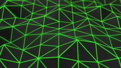 Sticker - Dark low poly displaced surface with green glowing lines