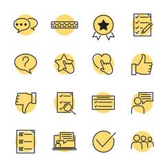 Fototapete - Icons Set of Survey Related Vector Simple Line. Management line icons. Startup strategy and Employees linear icons. The illustrations are a vector, Startup and Teamwork symbols.