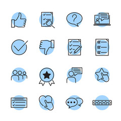 Fototapete - Icons Set of Survey Related Vector Simple Line. Management line icons. Startup strategy and Employees linear icons. The illustrations are a vector, Startup and Teamwork symbols.