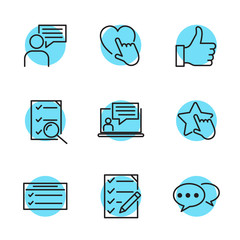 Leinwandbilder - Icons Set of Survey Related Vector Simple Line. Management line icons. Startup strategy and Employees linear icons. The illustrations are a vector, Startup and Teamwork symbols.