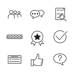 Poster - Icons Set of Survey Related Vector Simple Line. Management line icons. Startup strategy and Employees linear icons. The illustrations are a vector, Startup and Teamwork symbols.