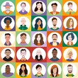 Set of flat style avatars of colorful vector icons. Character set of people.