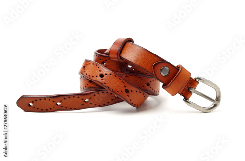 Fotografía Leather Belt on white background