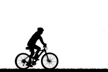 Poster - Cycling Silhouette on white background