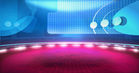 Wall Mural - virtual studio for live broadcasting or tv shows, to use with green screen