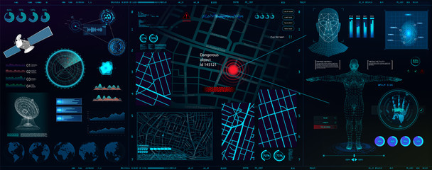 Wall Mural - high-tech dashboard for people search. search, recognition, detection. biometric smart recognition s