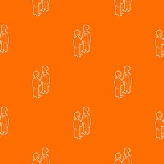 Sticker - Two businessmen shaking hands pattern vector orange for any web design best