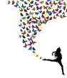 © Мария Неноглядова - Little girl dancing with butterflies. Vector illustration