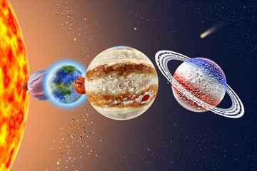 Wall Mural - Saturn - a sixth solar system planet