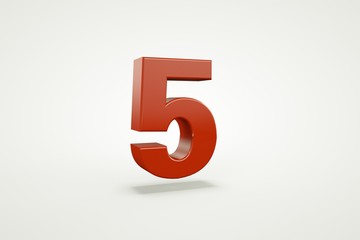 3D number with white background,number 5