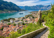 Historic Town Of Kotor With Bay Of Kotor In Summer, Montenegro