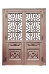 Wall Mural - Chinese traditional style wooden door on isolated white background