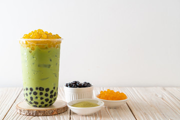 Sticker - green tea latte with bubble and honey bubbles