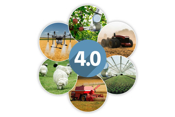 Sticker - Smart farming and digital agriculture 4.0 concept