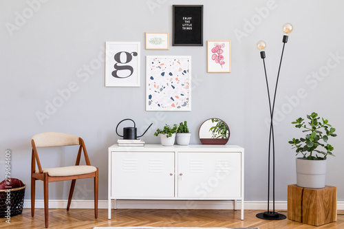Design Scandinavian Home Interior Of Open Space With Mock Up