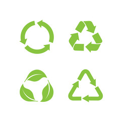 Aufkleber - Recycle icon set template color editable. Recycle symbol pack vector sign isolated on white background. Simple logo vector illustration for graphic and web design.