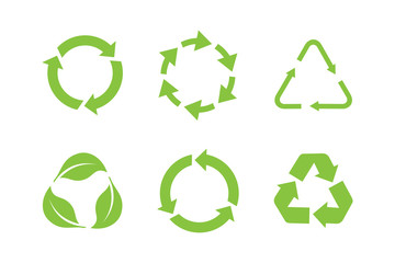 Aufkleber - Recycle icon set template color editable. Recycle symbol pack vector sign isolated on white background. Simple logo vector illustration for graphic and web design.