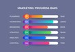 © SpicyTruffel - Marketing infographic elements. Presentation progress bar with financial categories, corporate report visualization. Vector illustration horizontal info graph