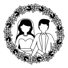 Sticker - bride and groom wreath flowers wedding day