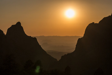 Wall Mural - sunset at the window in big bend national park in texas.