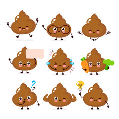 Cute happy smiling poop character 